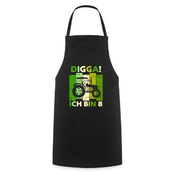 8th Birthday Boy Tractor Gift Farmer - Cooking Apron - black - Front - AI Model Male 185 dark (185cm)