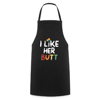 LGBT Lesbian Couples Compliment I Like Her Butt - Cooking Apron - black - Front - AI Model Male 185 dark (185cm)