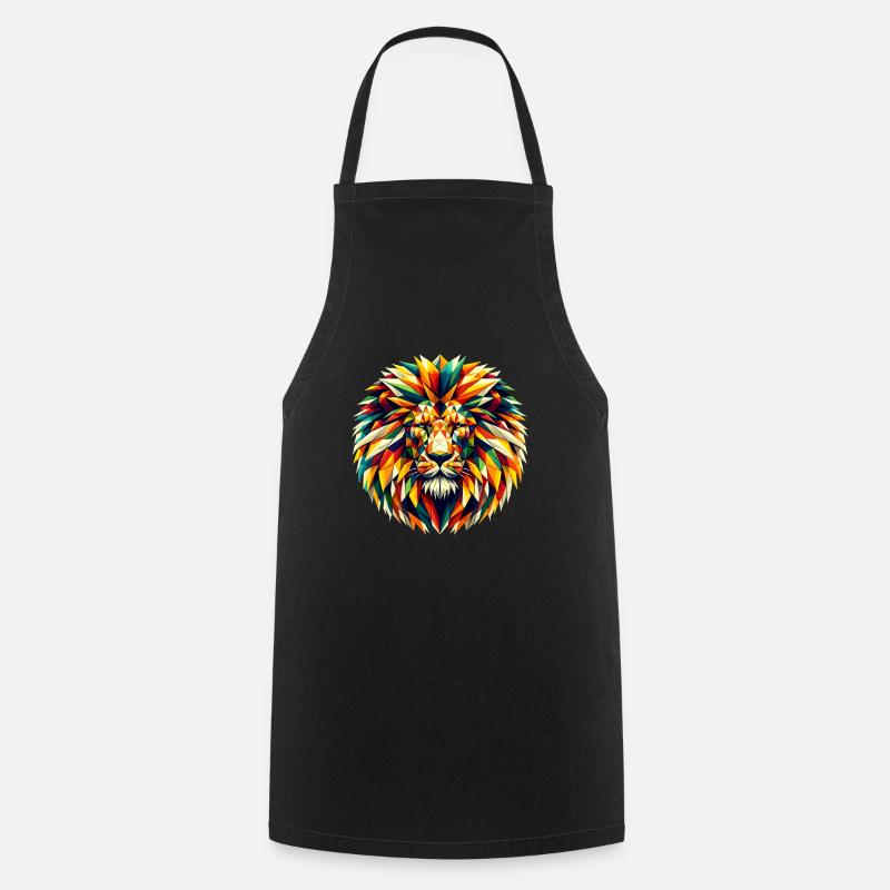 Lion dans l’illustration polygonale - Tablier de cuisine - noir