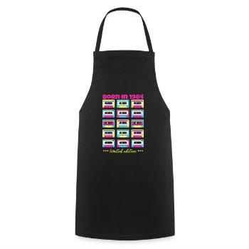 Né en 1984 Cadeau original de cassette classique - Tablier de cuisine - noir - Devant - AI Model Male 185 dark (185cm)