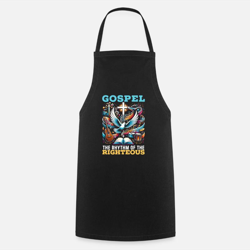 Gospel Music Religious Bible Scripture Christian - Cooking Apron - black
