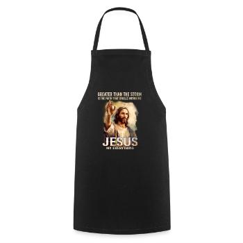 Er ist auferstanden Rizzin Ostern - Jesus ist mein - Kochschürze - Schwarz - Vorne - AI Model Male 185 dark (185cm)