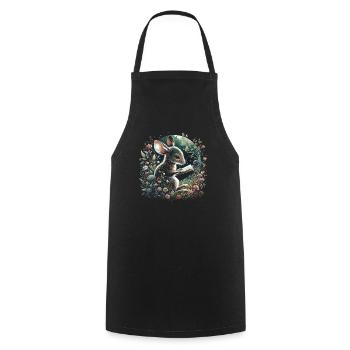 Mouse Reading Book – Full Moon Seascape - Cooking Apron - black - Front - AI Model Male 185 dark (185cm)