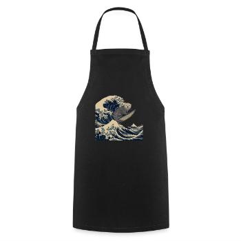 Loutre Surfeur De Vagues Japonais Drôle - Tablier de cuisine - noir - Devant - AI Model Male 185 dark (185cm)