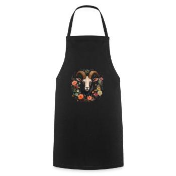Cadeau floral de chèvre - Tablier de cuisine - noir - Devant - AI Model Male 185 dark (185cm)
