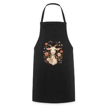 Cadeau floral de chèvre - Tablier de cuisine - noir - Devant - AI Model Male 185 dark (185cm)