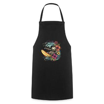 Paresseux surfeur drôle cadeau - Tablier de cuisine - noir - Devant - AI Model Male 185 dark (185cm)
