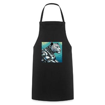 Leopard Robot - Cooking Apron - black - Front - AI Model Male 185 dark (185cm)