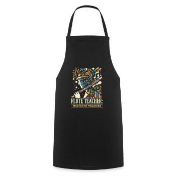 Flute Teacher Musical Instrument Flute Player - Cooking Apron - black - Front - AI Model Male 185 dark (185cm)