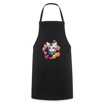 Katze Blumen Lustiges Geschenk - Kochschürze - Schwarz - Vorne - AI Model Male 185 dark (185cm)