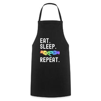 Eat Sleep Love Repeat Lesbian Pride Funny - Cooking Apron - black - Front - AI Model Male 185 dark (185cm)