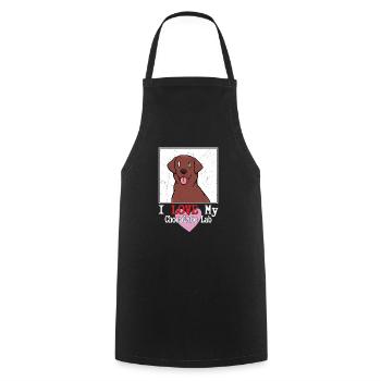 J’adore mon labrador retriever propriétaire de laboratoire de chocolat - Tablier de cuisine - noir - Devant - AI Model Male 185 dark (185cm)