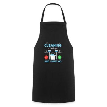 Le ménage m’appelle et je dois aller à l’entretien ménager - Tablier de cuisine - noir - Devant - AI Model Male 185 dark (185cm)