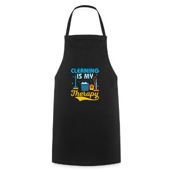 Le nettoyage est ma thérapie Nettoyeur d’entretien ménager - Tablier de cuisine - noir - Devant - AI Model Male 185 dark (185cm)