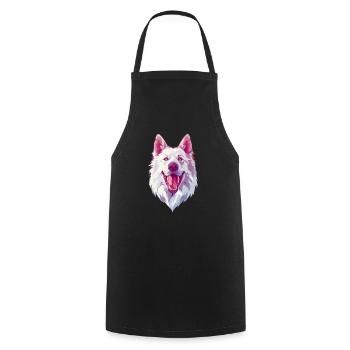 Berger Blanc Suisse | Berger blanc | Caricature - Tablier de cuisine - noir - Devant - AI Model Male 185 dark (185cm)