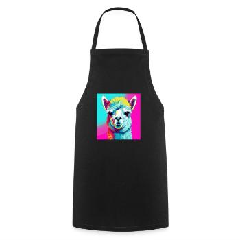 L’alpaga dans le Pop Art - Tablier de cuisine - noir - Devant - AI Model Male 185 dark (185cm)