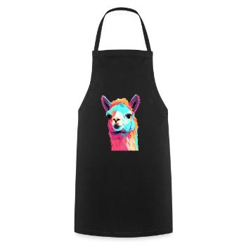 L’alpaga dans le Pop Art - Tablier de cuisine - noir - Devant - AI Model Male 185 dark (185cm)