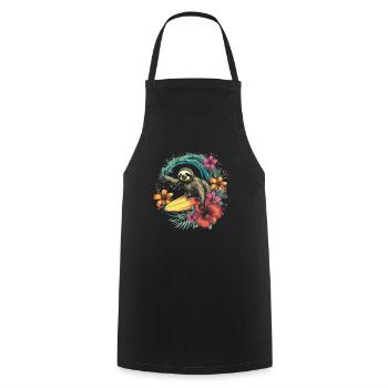 Surfer Faultier Geschenk Vintage Surfen - Kochschürze - Schwarz - Vorne - AI Model Male 185 dark (185cm)