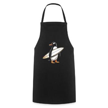 Surfer Pinguin Geschenk Vintage Surfen - Kochschürze - Schwarz - Vorne - AI Model Male 185 dark (185cm)