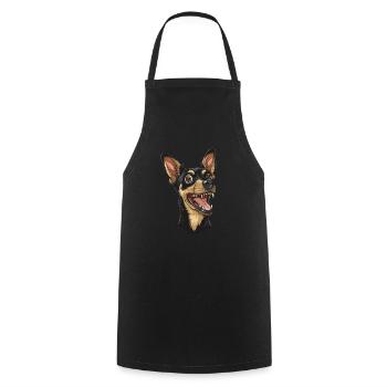 English Toy Terrier | Cartoon Artwork - Kochschürze - Schwarz - Vorne - AI Model Male 185 dark (185cm)