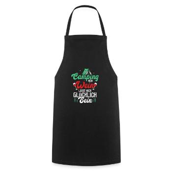 Le camping et le vin me rendent heureux campeur - Tablier de cuisine - noir - Devant - AI Model Male 185 dark (185cm)