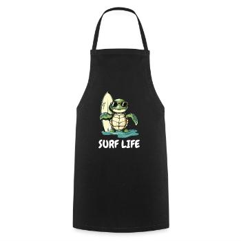 Turtle Vintage Surfer Gift - Cooking Apron - black - Front - AI Model Male 185 dark (185cm)