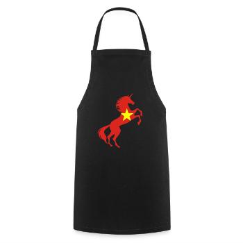 Licorne Vietnam Drapeau T-Shirt Licorne magique Jeu de mots - Tablier de cuisine - noir - Devant - AI Model Male 185 dark (185cm)