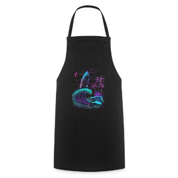 Surf Retro Wave Surfer Cadeau - Tablier de cuisine - noir - Devant - AI Model Male 185 dark (185cm)