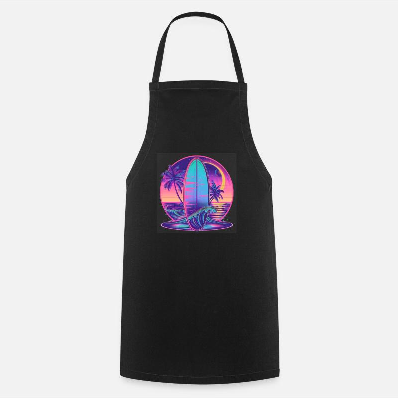Surfen Retro Wave Surfer Geschenk - Kochschürze - Schwarz