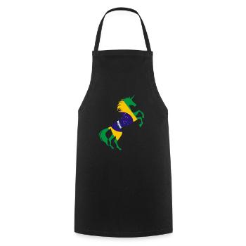 Licorne Brésil Drapeau T-Shirt Licorne Magique Brésil - Tablier de cuisine - noir - Devant - AI Model Male 185 dark (185cm)