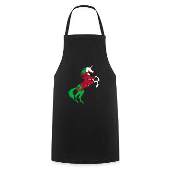 Licorne Pays de Galles Drapeau T-Shirt Licorne Magique Gallois - Tablier de cuisine - noir - Devant - AI Model Male 185 dark (185cm)