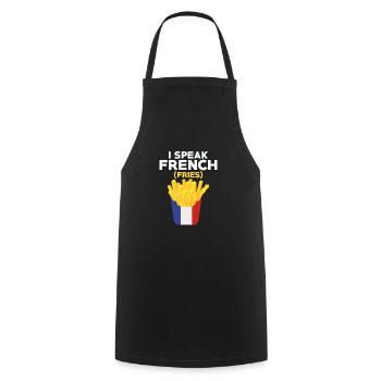 Conversational in French Fries: A Foodie's Tongue - Cooking Apron - black - Front - AI Model Male 185 dark (185cm)
