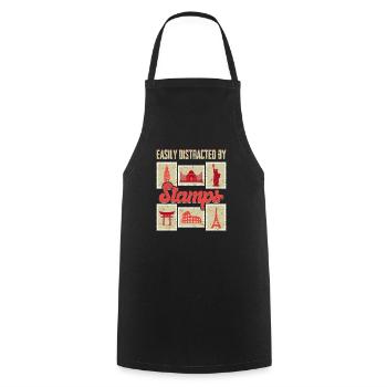 Distracted by Stamps: A Philatelist's Tale - Cooking Apron - black - Front - AI Model Male 185 dark (185cm)