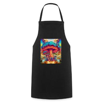 Champignons psychédéliques - Tablier de cuisine - noir - Devant - AI Model Male 185 dark (185cm)