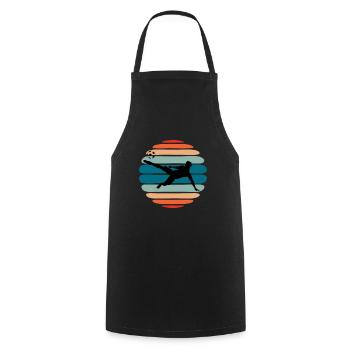 Football Lovers Retro Sunset Footballer Shooter - Cooking Apron - black - Front - AI Model Male 185 dark (185cm)