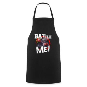 Battle Me Funny Boxing Bat Cartoon Design - Tablier de cuisine - noir - Devant - AI Model Male 185 dark (185cm)