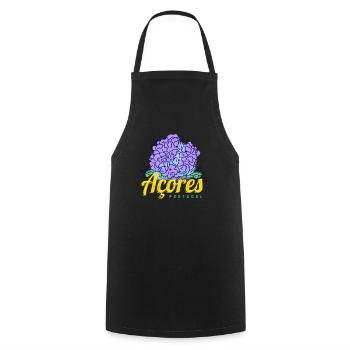 Azores Hydrangea Blossom Portugal Vintage Souvenir - Cooking Apron - black - Front - AI Model Male 185 dark (185cm)