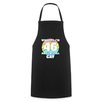 Funny Gay Pride - 46th Birthday 46 BDay Lesbian - Cooking Apron - black - Front - AI Model Male 185 dark (185cm)