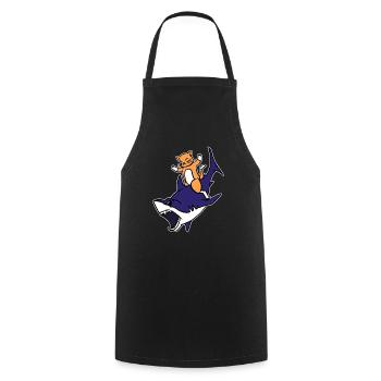 Kitten Riding A Shark Funny Cute Cat Graphic Pun - Cooking Apron - black - Front - AI Model Male 185 dark (185cm)