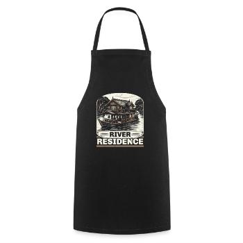 Houseboat Owner Lake Anchor House Boat Boating - Cooking Apron - black - Front - AI Model Male 185 dark (185cm)