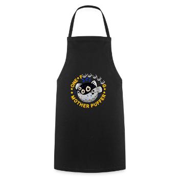 lustiger Puffer Fisch mit Spruch - Kochschürze - Schwarz - Vorne - AI Model Male 185 dark (185cm)