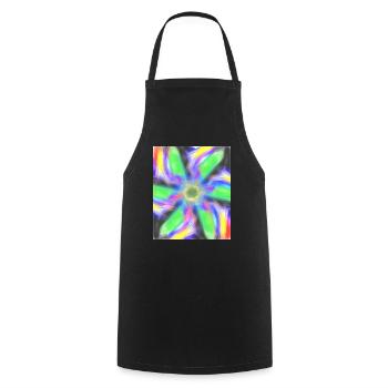 Psychedelic Abstract Flower - Cooking Apron - black - Front - AI Model Male 185 dark (185cm)
