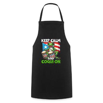 Coqui Frog Puerto Rico Pride Boricua Puerto Rican - Cooking Apron - black - Front - AI Model Male 185 dark (185cm)