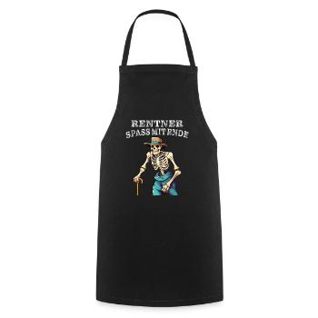 PENSIONER FUN WITH AN END - Cooking Apron - black - Front - AI Model Male 185 dark (185cm)