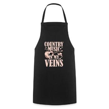 Musique country Dans mes veines Cowboy Western - Tablier de cuisine - noir - Devant - AI Model Male 185 dark (185cm)