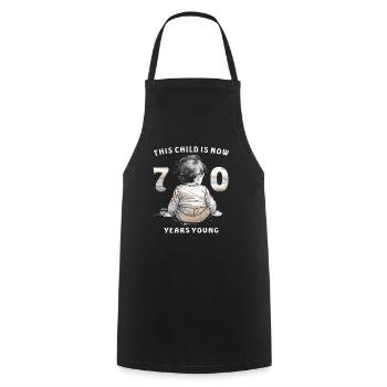 Child 70. Birthday - Cooking Apron - black - Front - AI Model Male 185 dark (185cm)