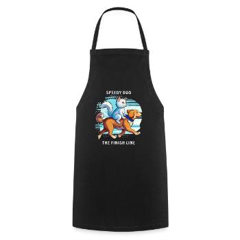 DOG CAT SPEEDY DUO THE FINISH LINE - Cooking Apron - black - Front - AI Model Male 185 dark (185cm)