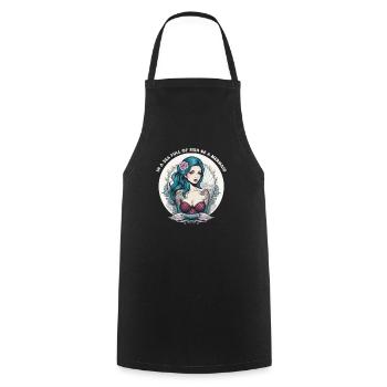IN A SEA FULL OF FISH BE A MERMAID - Cooking Apron - black - Front - AI Model Male 185 dark (185cm)