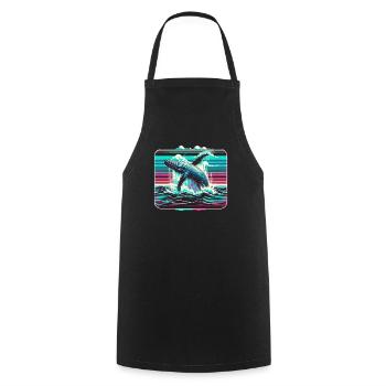 Baleine à bosse sauteuse baleine océan nuit tenue - Tablier de cuisine - noir - Devant - AI Model Male 185 dark (185cm)