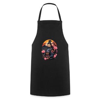 Samurai Japan Cherry - Cooking Apron - black - Front - AI Model Male 185 dark (185cm)